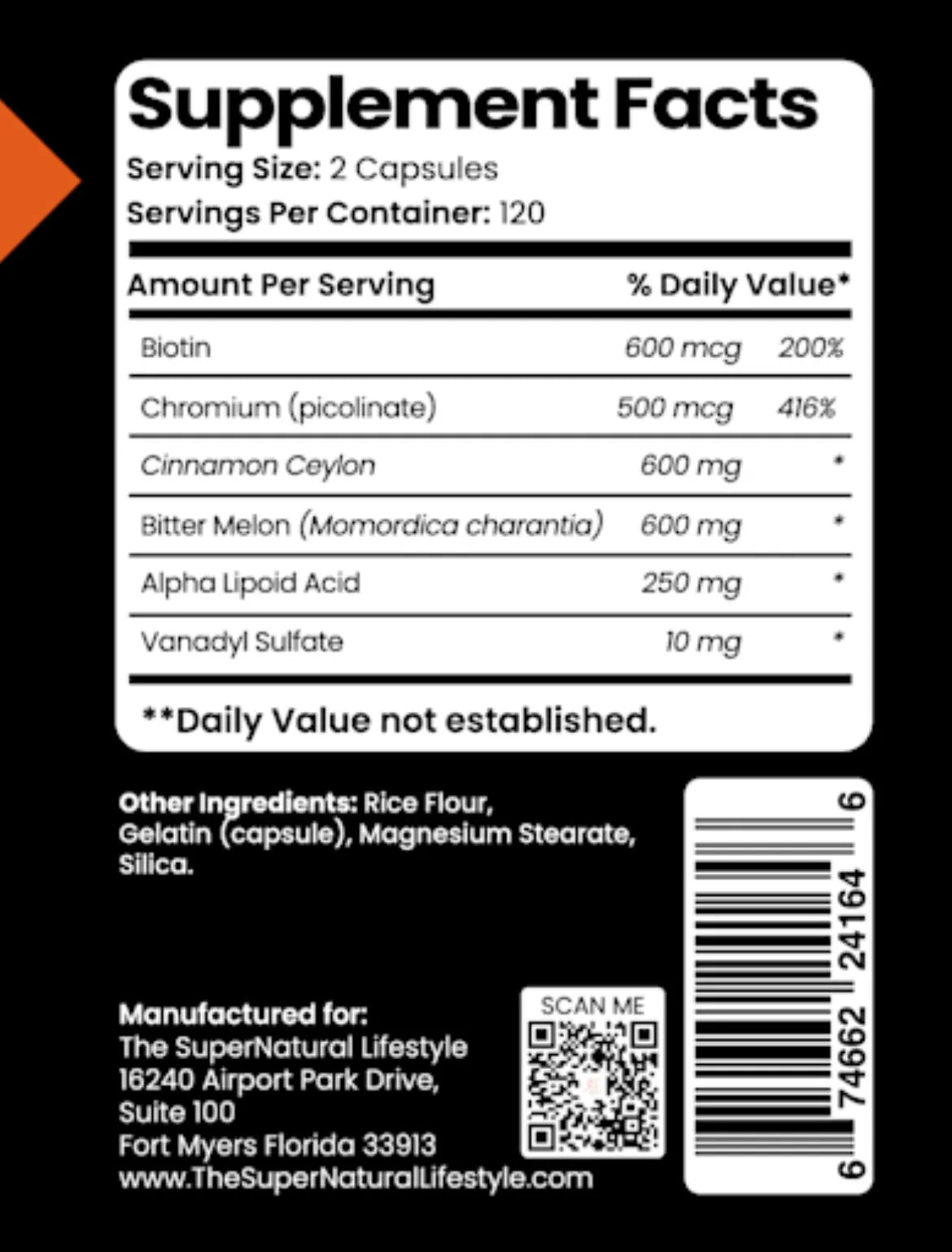 Insulin mimetic nutrition facts label