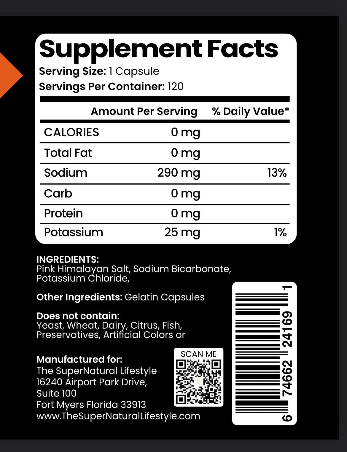 Nutrition facts for electro boost