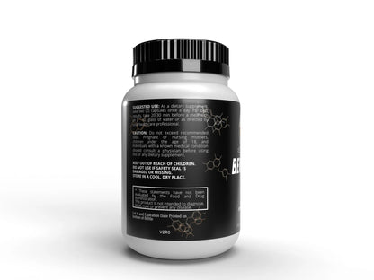 Suggested use of berberine for best performance and results on a white bottle with black lid and a white background
