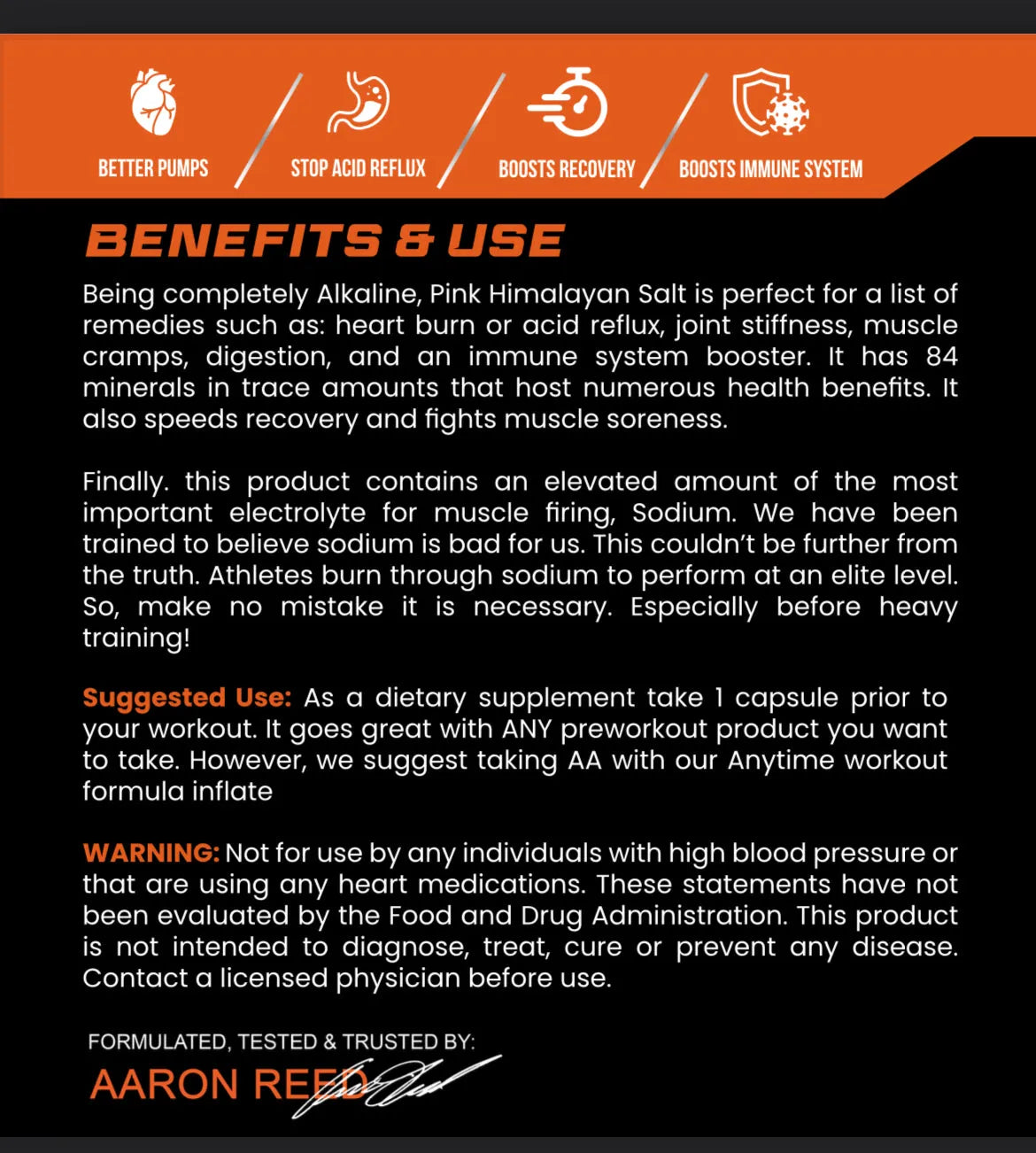 This explains the benefits of use and how to take it