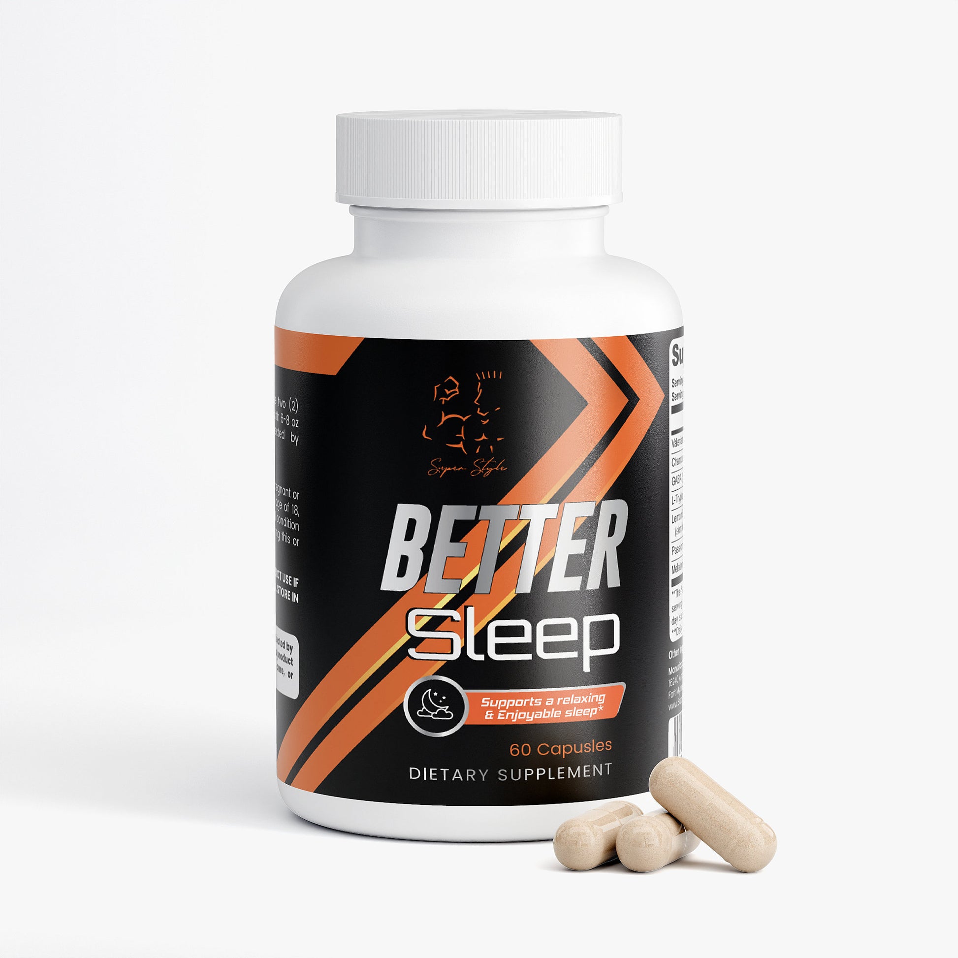 Better Sleep supplement bottle shown with capsules