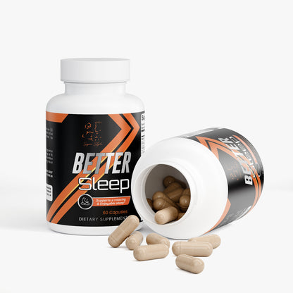 Supplement Facts label for Better Sleep capsules showing ingredients and serving size