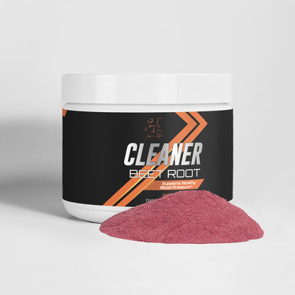 Cleaner Beetroot Powder container shown with beetroot powder