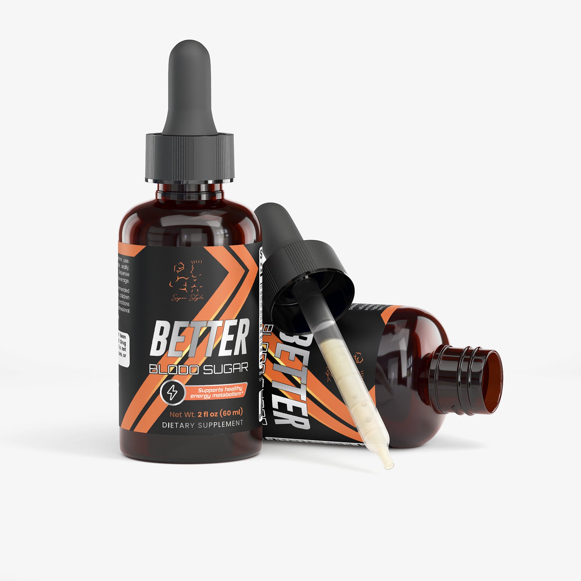 Supplement Facts label for Normal Blood Sugar Drops showing botanical ingredients and serving size