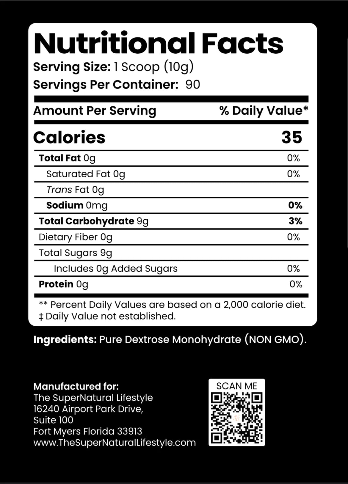 Nutrition facts label