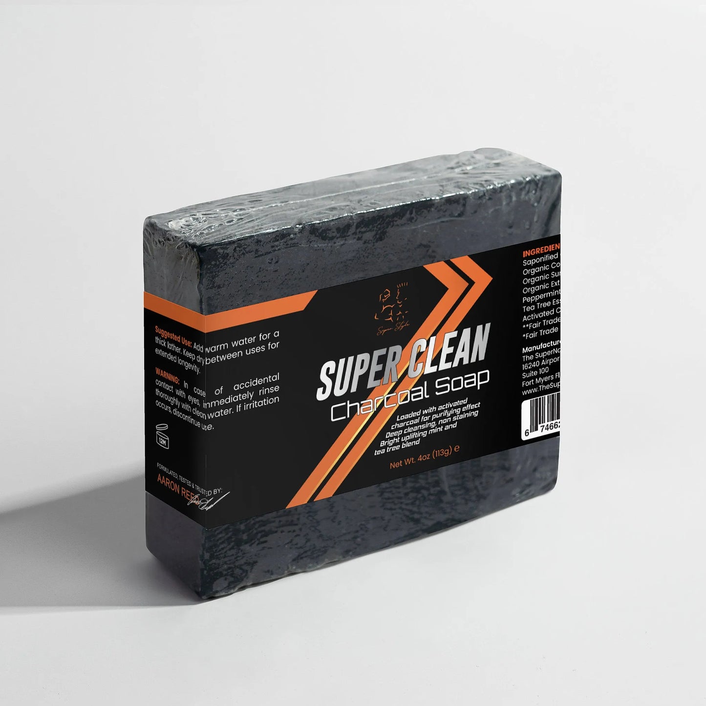 Super Style Charcoal Soap with box angled product shot
