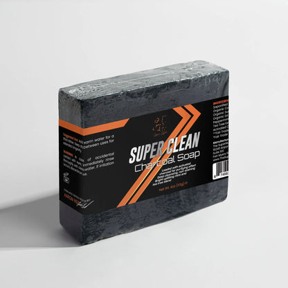 Super Style Charcoal Soap with box angled product shot