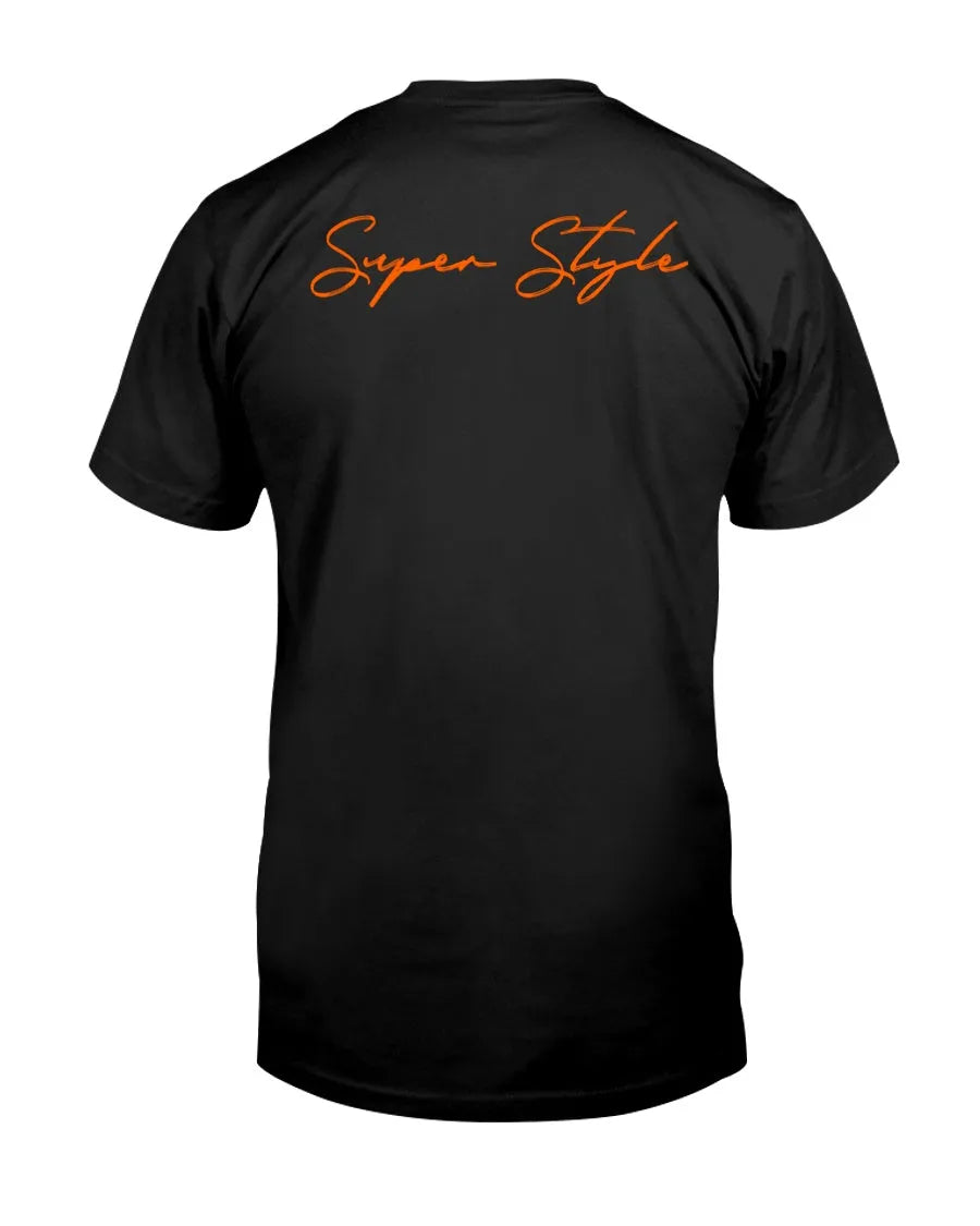 Black Discipline Is My Superpower graphic tee back view with Super Style logo