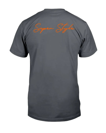 Gray Discipline Is My Superpower graphic tee back view with Super Style logo