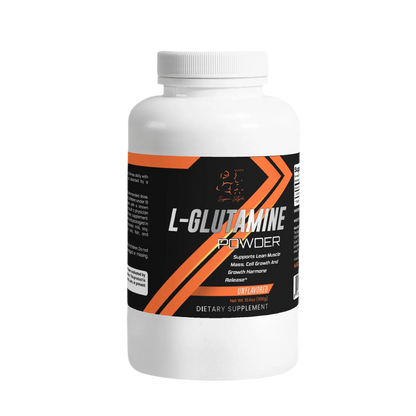 Super Style L-Glutamine Powder dietary supplement bottle designed to support lean muscle mass, cell growth, and recovery after workouts.