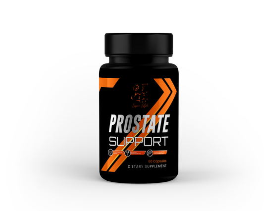 Super Style Prostate Support supplement bottle front label on white background.
