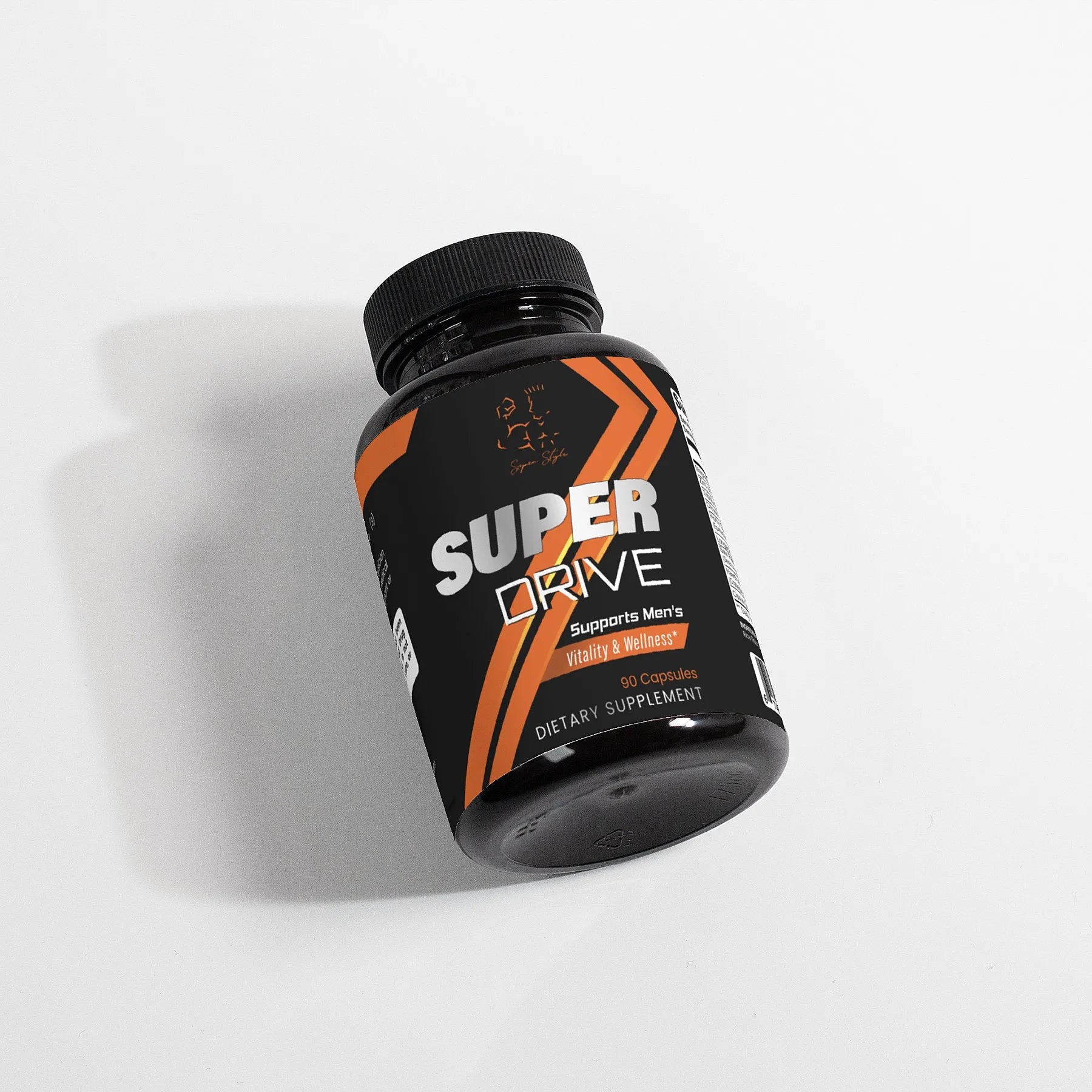 Super Style Super Drive men’s vitality & wellness supplement bottle, 90 capsules.