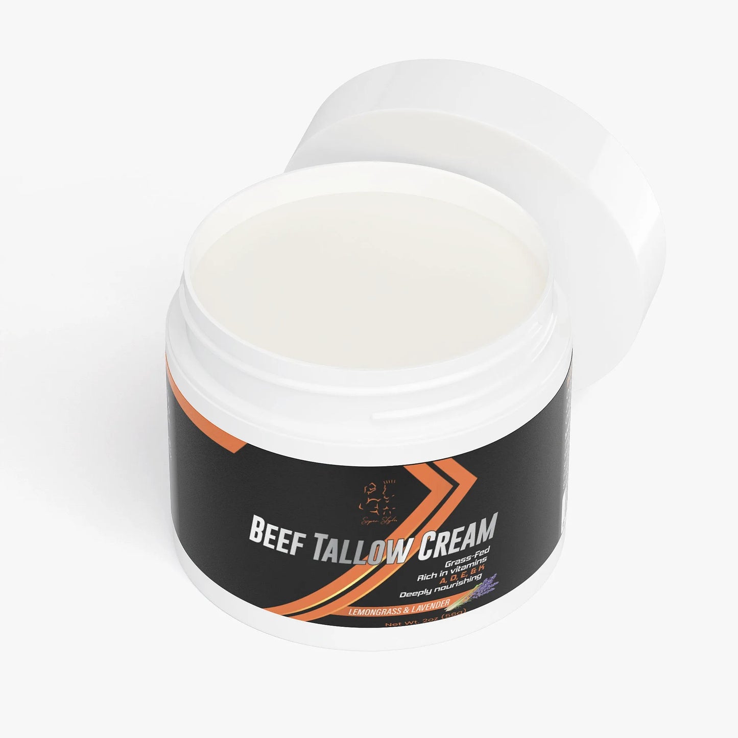 Stacked jars of Super Style beef tallow cream natural skincare moisturizer