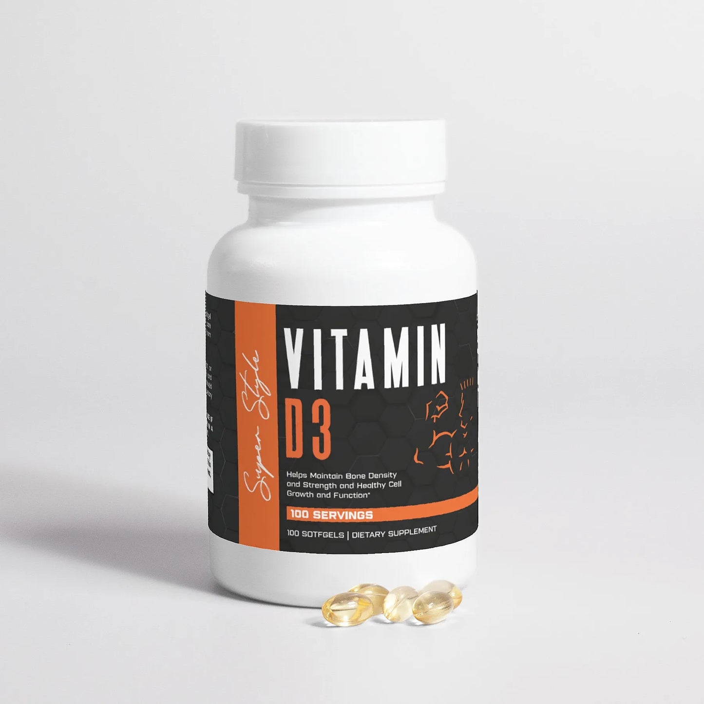 Super Style Vitamin D3 2,000 IU (50 mcg) bottle, 100 softgels.