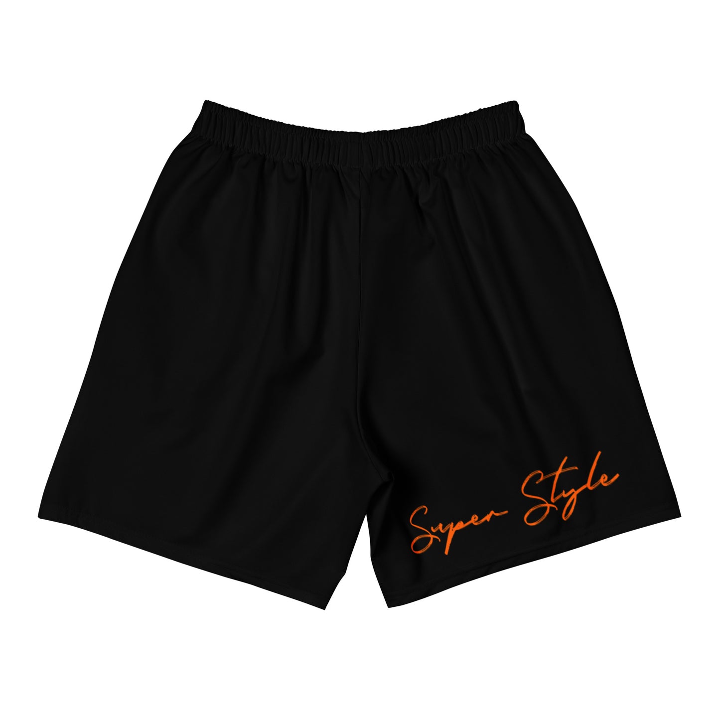 Athletic long shorts white back view mesh side pockets drawstring waistband