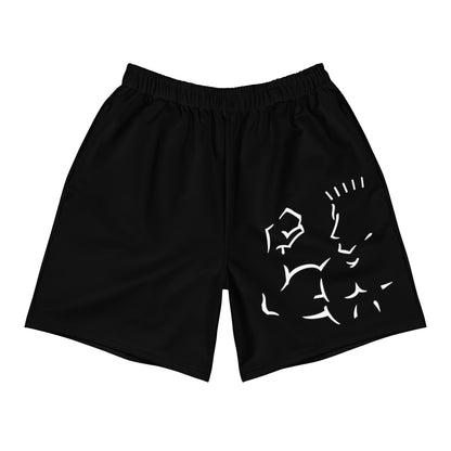 Black white athletic long shorts 6.3 inch inseam recycled polyester front view