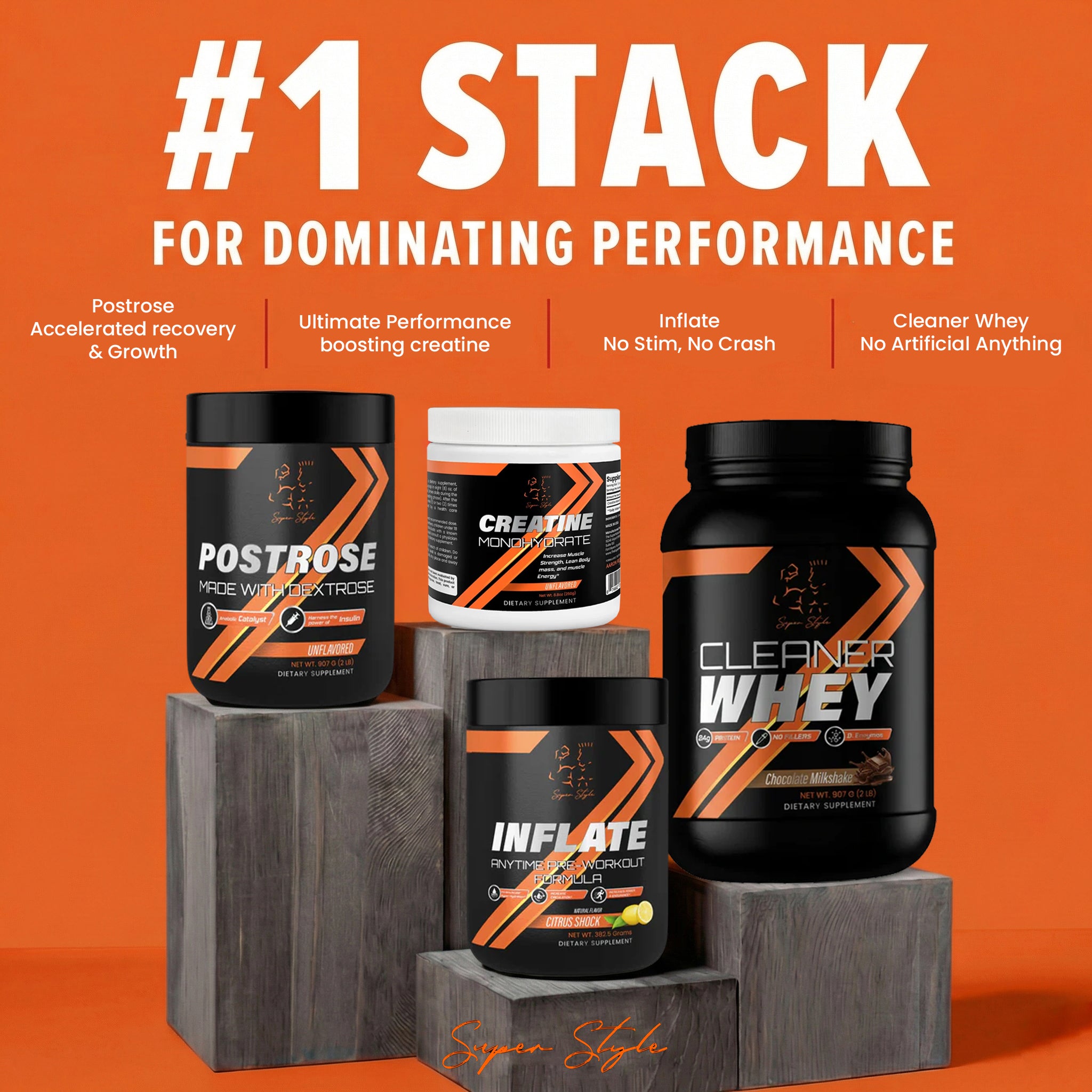 Performance Supplement Stack - Whey Protein Creatine Pre Post – Super Style