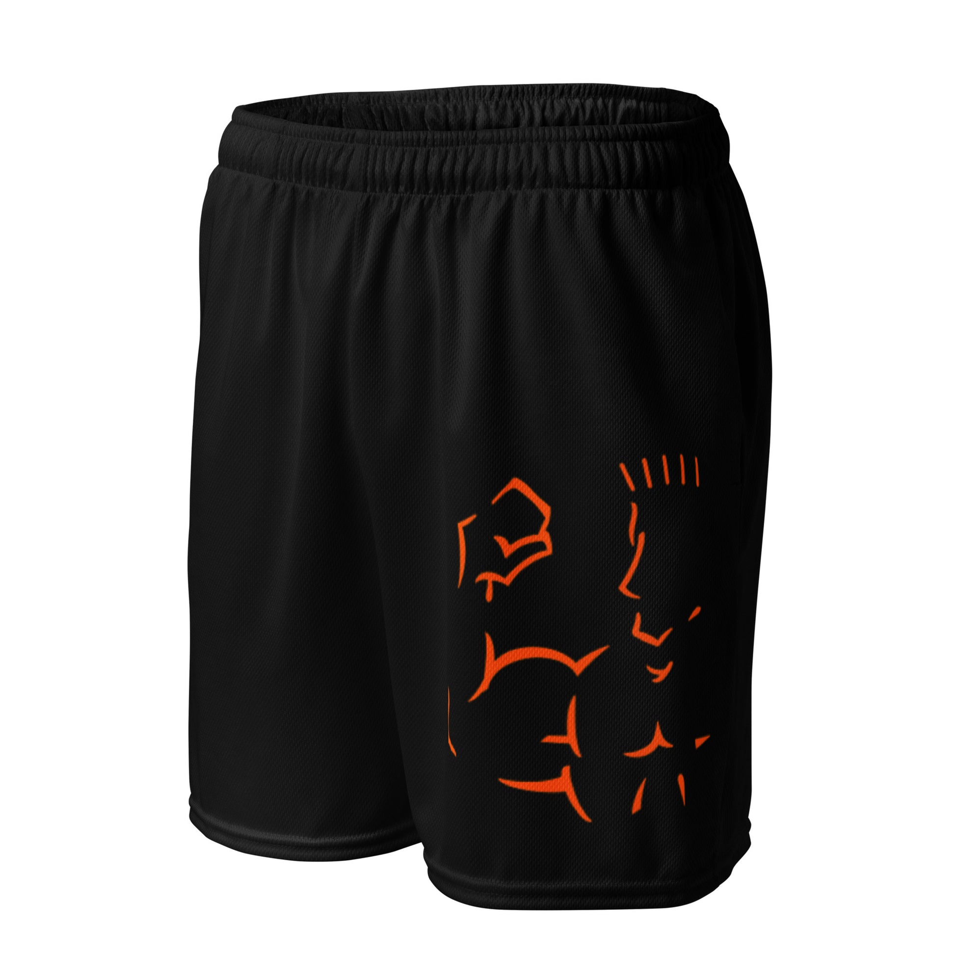 Unisex mesh shorts recycled polyester moisture wicking left angle